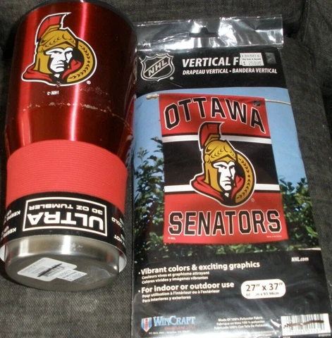 NHL OTTAWA SENATORS VERTICAL FLAG AND 30 OZ TRAVEL TUMB Cover