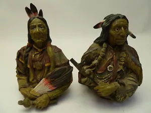 Pair of Native American Indian Resin Sculptures,  11" - Picture 1 of 6