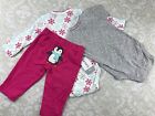NWT Baby Girl 3 Mo Snowflakes Penguin 3 Pc Outfit Set Pants Bodysuit Carter's