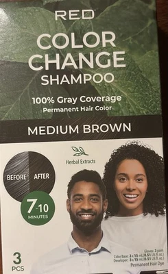 KISS Red Quick Cover  Natural Color Change Shampoo 3 PC 1 PACK Medium Brown - Image 1 of 2