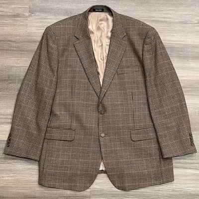 Ralph Lauren Jacket Mens 46R Lambswool Gun Club Check Houndstooth Blazer Brown - Image 1 of 4
