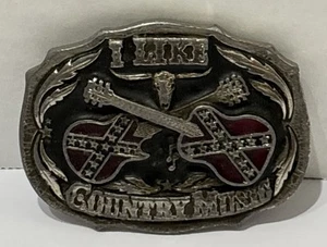 Guitarras Confederadas Cruzadas Hebilla Cinturón Peltre Música Country De Colección 1987 EE. UU. - Imagen 1 de 12