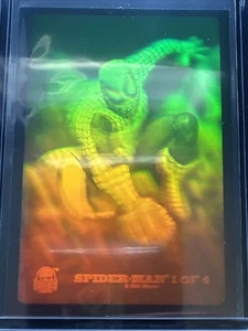 1994 MARVEL UNIVERSE #1 SPIDER-MAN HOLOGRAM GREEN INSERT CARD RARE - Picture 1 of 3