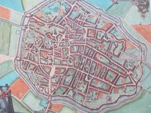 Doaui France c. 1580 Braun & Hogenberg decorative city plan map old hand color - Picture 1 of 7