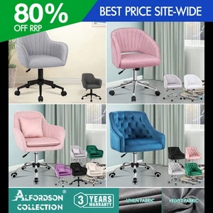 ALFORDSON Velvet Office Chair Fabric Armchair Computer Swivel Study Adult Kids - Picture 1 of 181