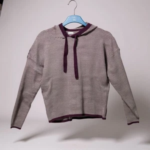 Sudadera con capucha de punto a rayas STACCATO para mujer manga larga púrpura blanco XL - Imagen 1 de 7