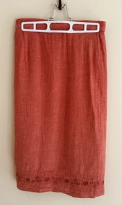 White Stag Woman Skirt Size 3X (22W/24W) Elastic Waist Floral Embroidered Linen - Imagen 1 de 7