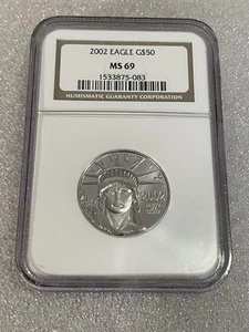 NGC MS 69 2002 1/2 OZ .9995 Fine Platinum Eagle - Imagen 1 de 8