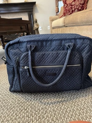 Vera Bradley 全新带标签标志性 Weekender 旅行包牛仔海军蓝复古罕见! — 第 1/4 张图片