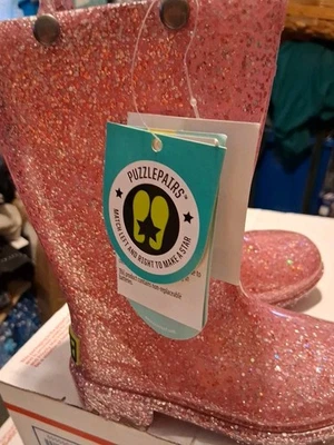 Western Chief ребенка ясельного возраста девочек Abby отлива блестящий дождя ботинки розовый - размер 7T. НОВЫЙ - Изображение 1 из 4