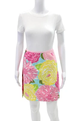 Falda corta Lily Pulitzer para mujer de algodón con botones estampado floral rosa talla 04 Foto 1 de 4