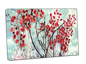 Red Leaves Tree Abstract Picture Print On Framed Canvas Wall Art - Picture 1 of 6