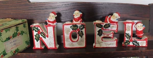 Vintage Christmas NOEL Candle Holder Letters JAPAN Santa w/ Blue Gloves Org. Box - Picture 1 of 22