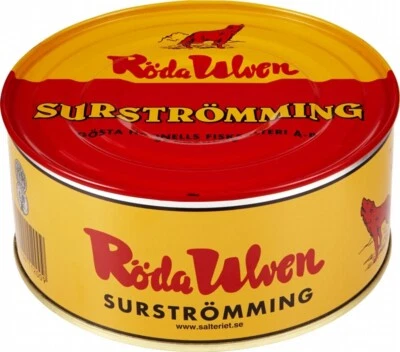 Traditionelle schwedische Meeresfrüchte Surströmming Röda Ulven Challenge Stinkfisch Dose - Bild 1 von 3