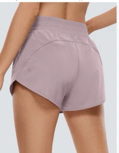 CRZ YOGA High Waisted Running Shorts Quick Dry Liner Track Gym Workout Fast Ship - Picture 1 of 7