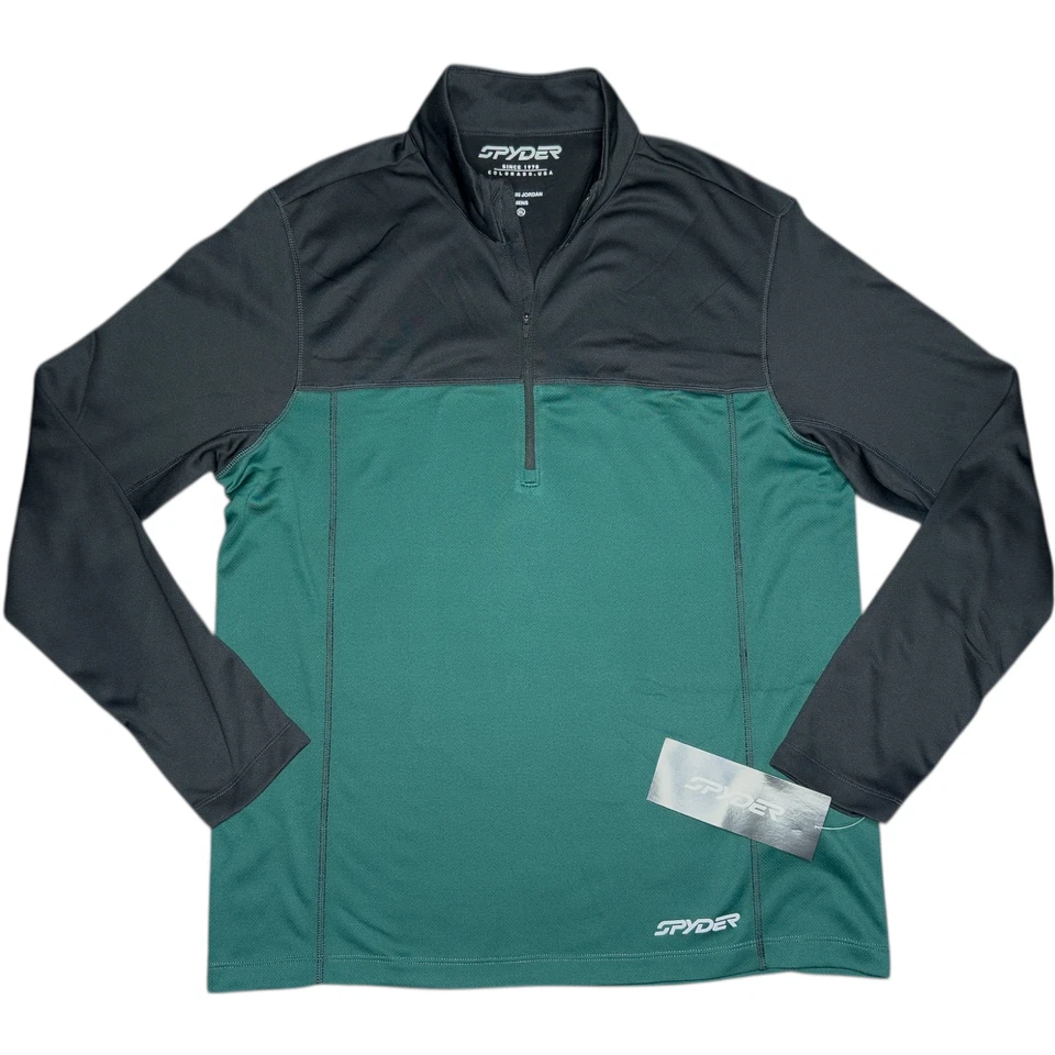 Spyder Charger Masculino XL 1/2 Meio Zíper Esqui Snowboard Baselayer Verde Cipreste Novo com etiquetas - Imagem 1 de 4