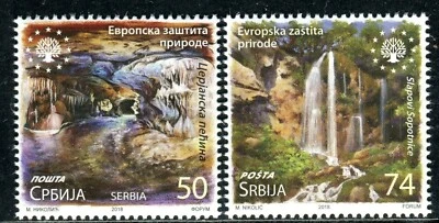 1275 SERBIA 2018 - European Nature Protection - Waterfalls - Cave - MNH Set Foto 1 de 2