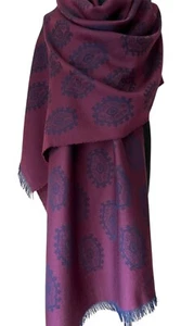 Salvatore Ferragamo exclusive fine wool scarf stole wrap navy burgundy women - Picture 1 of 14