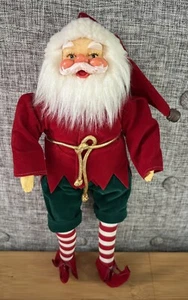 Vintage Santa Claus Shelf Sitter Elf Bendable Figure Christmas Decor 13” - Picture 1 of 6
