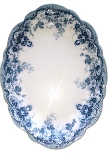Large 14" Meat Platter Alfred Meakin Antique Porcelain Blue Green RICHMOND - Picture 1 of 10