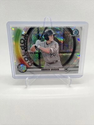 Andrew Vaughn /150 - 2020 Bowman Chrome Scouts Top 100 Atomic Refractors #BTP28 - Image 1 of 2