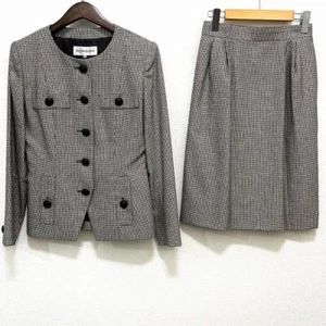 YVES SAINT LAURENT YSL Skirt Suit 36 Black White Setup Houndstooth Silk Blend - Picture 1 of 7