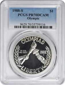 1988-S Olympic Commemorative Dollar PR70DCAM PCGS Proof 70 - Picture 1 of 2