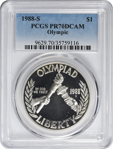 1988-S Olympic Commemorative Dollar PR70DCAM PCGS Proof 70 Cover