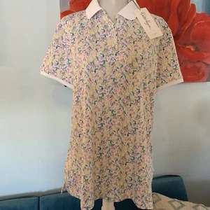 New Walter Hagen Women Golf Shirt Polo Top Ditsy Lemon Size XL Rtl $55 UPF 50 - Picture 1 of 11