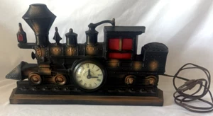 Vintage 1973 United Metal Train Clock Cast Locomotive Railroad USA Electric AS I - Picture 1 of 8