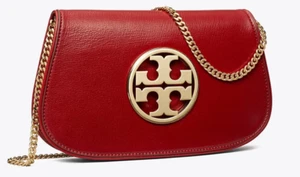 Tory Burch Reva Convertible Clutch RED W GOLD TONE HARDWARE - Picture 1 of 9