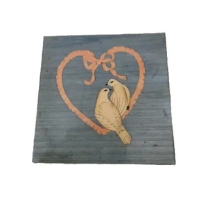 San Francisco Music Box Co Italy Heart And Dove Inlaid Wood Music Jewelry Box - Picture 1 of 5