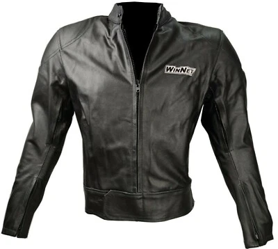 WINNET Giacca giubbotto da moto in pelle con protezioni omologate gomiti spalle schiena
