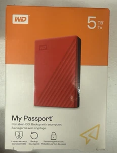 NEW WD My Passport 5TB Portable HDD WDBPKJ0050BRD-WESN RED - Afbeelding 1 van 1