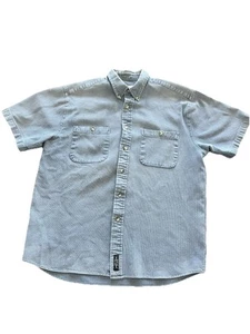 EDDIE BAUER Shirt Mens Cotton Blue Short Sleeve Collared Button Up Thick Medium - Picture 1 of 8