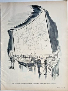 Robert Bob Weber Esquire cartone animato vintage 1965 controllo missione sala guerra - Foto 1 di 1