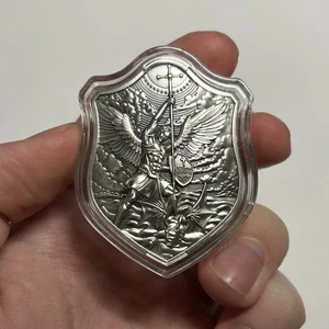 Shield of St. Michael, .999 Fine Silver Stacker, High Relief - Picture 1 of 3