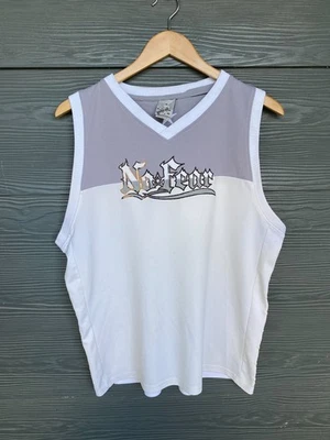 Camiseta sin mangas de baloncesto Y2K No Fear blanca XL bordada estrellas grunge de colección Foto 1 de 4
