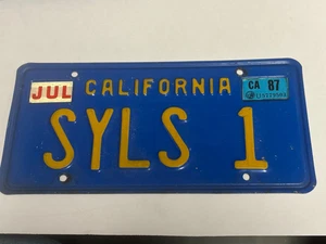 Vintage California Blue & Yellow License Plate- Personalized SYLS 1 with Tags - Picture 1 of 3