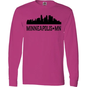 Inktastic Minneapolis Minnesota City Skyline Long Sleeve T-Shirt Silhouette Mens - Picture 1 of 4