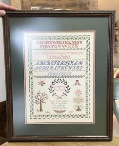 Vintage cross stitch baby nursery alphabet Floral Numbers Hearts Birds Trees - Picture 1 of 6