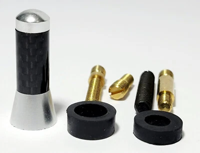 Universal 1.4" inches Car Antenna aerial Carbon Fiber Radio FM Antena Silver 35 - Image 1 of 3