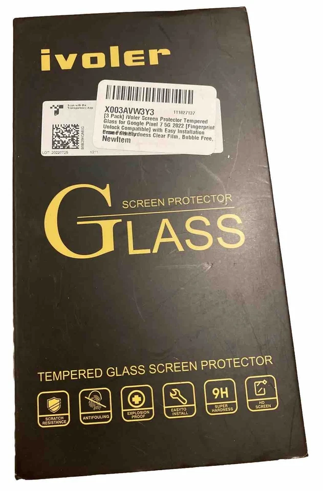 Ivoler 3 Pack Tempered Glass Screen Protector Designed for Google Pixel 7 5G New - Image 1 of 4