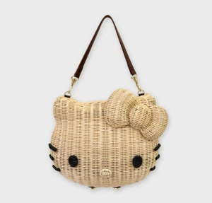 ACCOMMODE Sanrio Characters Hello Kitty Rattan 2way Bag Natural NEW - Picture 1 of 11