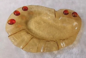 VINTAGE  ASHTRAY AMBER ART GLASS  CIGAR 8.5" X 6"MCM BOHO DECOR - Picture 1 of 8