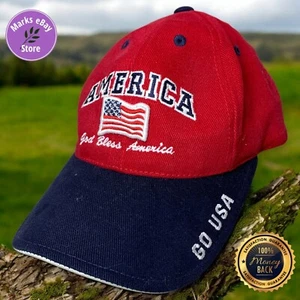 Youth Baseball Cap America God Bless America Go USA Hook & Loop - Picture 1 of 9