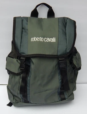 MOCHILA DE VIAJE ROBERTO CAVALLI Unisex Verde Ejército NYLON NUEVA AUTÉNTICA Foto 1 de 3