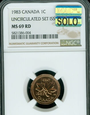 1983 CANADA CENT NGC MS69 RD PQ MAC SOLO FINEST GRADED MAC SPOTLESS * - Image 1 of 2