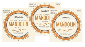 D'Addario Mandolin Strings 3 Sets Monel Medium Plus 11-41 Loop End - Picture 1 of 6