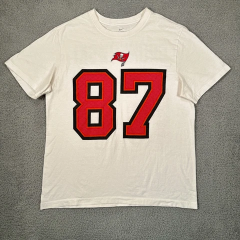 Tampa Bay Buccaneers Shirt Mens Large White Rob Gronkowski #87 The Nike Tee Cover